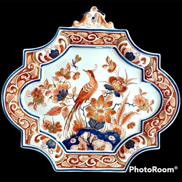 ROYAL DELFT Imari Bird of Paradise Plaque Scarce 1980s Vintage - Picture 1 of 11